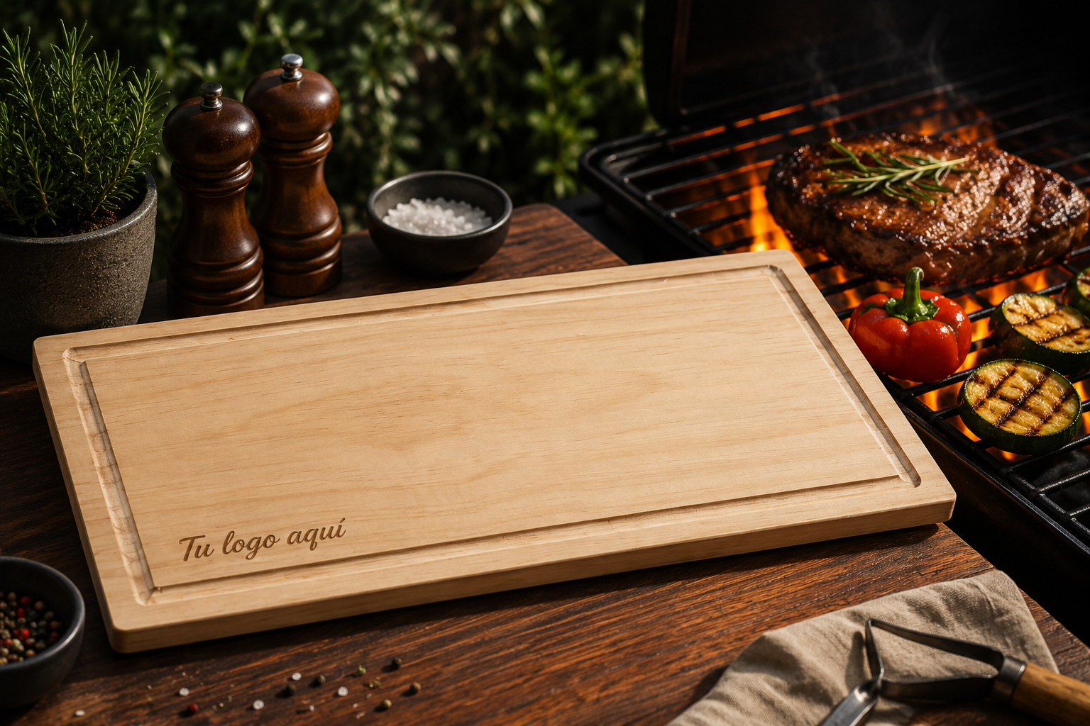 Tabla de carne personalizada con logo para regalos en Talca